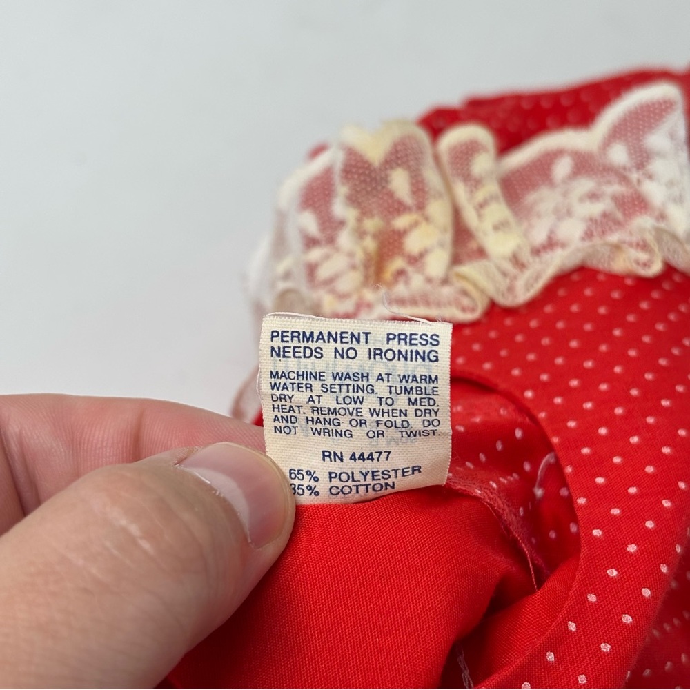 Mini World Vintage Red Lace Babydoll Polka Dot Dress Size 6-9 Months USA Made - Picture 4 of 9
